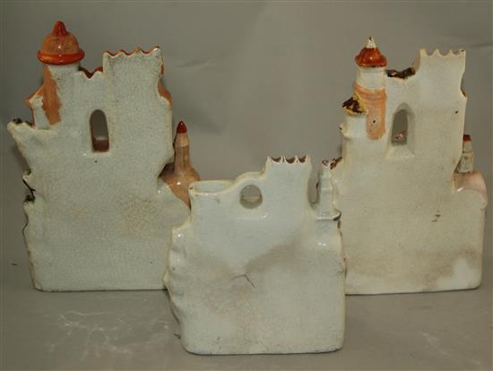 Crimean War Interest: Three Staffordshire pottery models of castles, 18 - 25cm